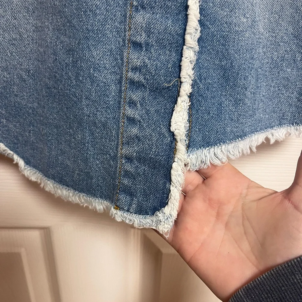 Zara Asymmetrical Denim Skirt with Button Detail - Picture 5 of 9
